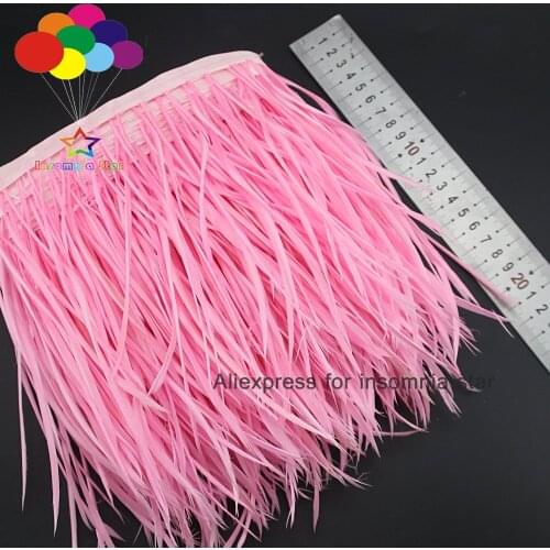 1/5/10 meter beautiful 15-20 cm Dyed Pink Stripped Goose Boits Feather Trimming Angel Wings for Carnival Skirt