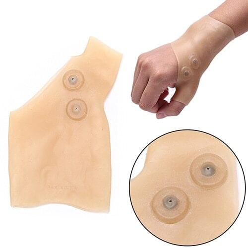 1Pc Silicone Gel Magnetic Therapy Wrist Hand Thumb Support Gloves Arthritis Pressure Pain Relief Waterproof High Elastic Gloves