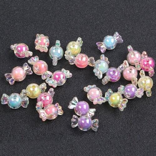 10-100 Pcs Candy Garment Beads DIY Craft Necklace Jewelry Ornament Materials Arts Hair Accessories Punk Clothes Plastic Beads