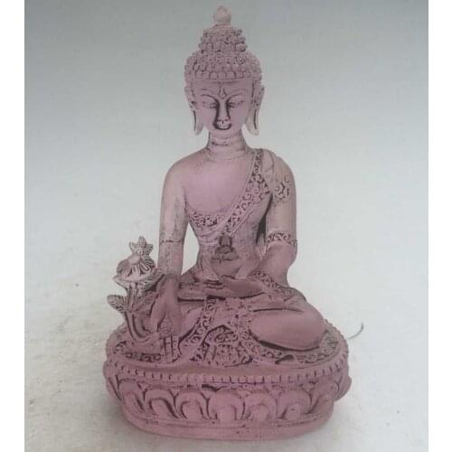 12 cm * / Rare Red Chines Crystal Glass Liuli Buddha statue