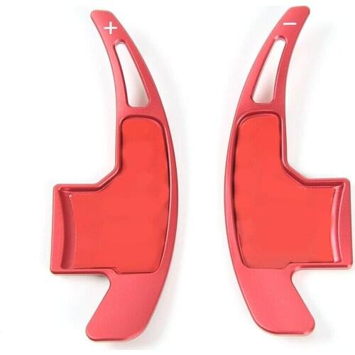 2Pcs GSD Aluminum alloy Car Steering Wheel Shift Paddle Shifter Extension for Ford Mustang 2015-17 red