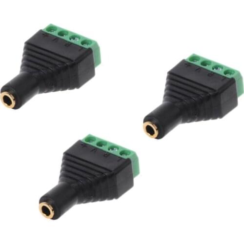 3pcs 3.5mm 1/8" Stereo Plug TRRS Female To 4 Screw AV Terminal Block Connector