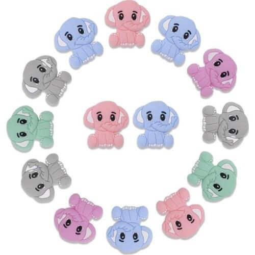 Kovict 50/100/200pcs BPA Free Animal Silicone Bead Baby Teeth Necklace Toy Elephant Food Grade Silicone Cartoon Nursing Tiny Rod
