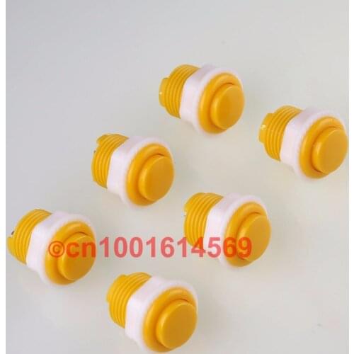 6pcs of Arcade Games 30mm Round Arcade Push Button For Arcade Game DIY Arcade Controller 4 colors Available & MAME Game - Yellow