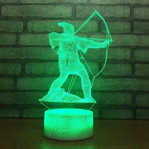 7 Color Changing LED 3d Lamp Usb Acrylic Movie Character Kids Touch Button 3D Table Lamp Archery Model Crack Night Light