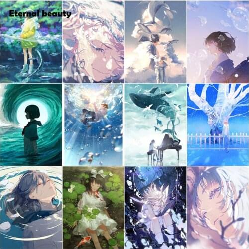 5D Diy Diamond Painting Anime Girls Diamond Mosaic Cross Stitch Kits Two Dimensions Full Square Drill Diamond Embroidery Artwork