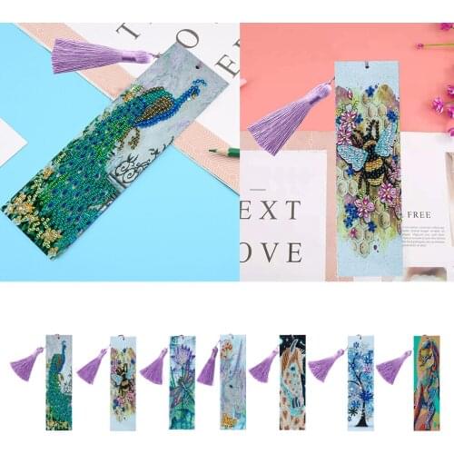 Diamond Painting Bookmarks 5D DIY Special Shape Diamond Art Leather Tassels