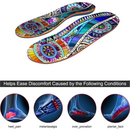 Shock Absorption, Breathable, Non-slip Arch Support Insole With Colorful Striped Geometric Pattern Cover Design