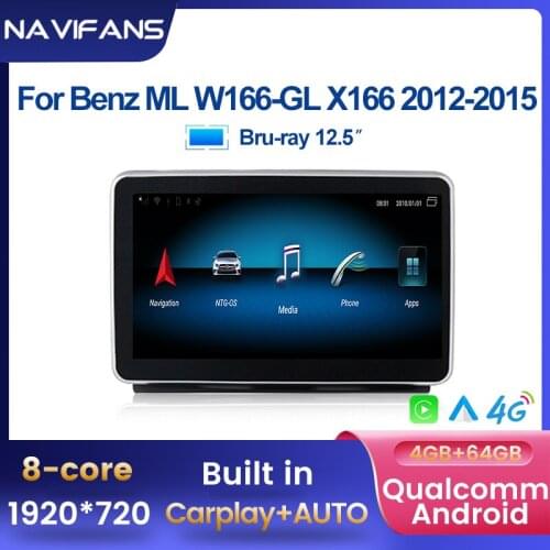 Android 10 4G+64G Qualcomm 8 Core For Mercedes Benz ML W166 / GL X166 2012-2015 NTG 4.5 Car Multimedia Player Navigation gps