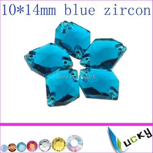 Free shipping 108pcs flat back sew on rhinestones Blue Zircon Cosmic shape 10*14mm strass crystal