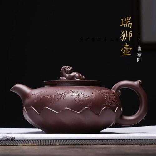 Yixing Zisha tea set agency raw ore, purple mud, all hand-made teapot, teapot and lion