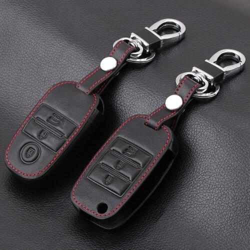 Genuine Leather Car Key Cover Case For Kia Rio 3 K2 Ceed Cerato K3 Sportage 4 Picanto K5 Optima Sorento Forte Stinger Key Ring