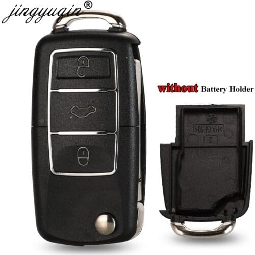 Jinyuqin No battery Holder Flip Car Key Shell For Vw Jetta Golf Passat B5 B6 Beetle Polo Bora Caddy MK5 Skoda 3BTN Remote Case
