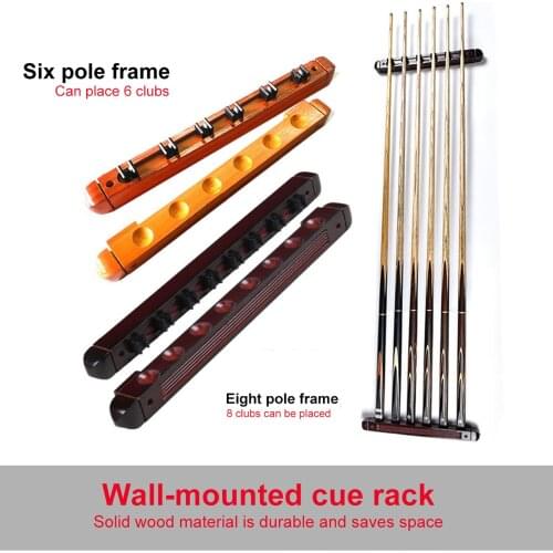 1 Set 6 Cue Billiard Pool Wood Rack Holder Wall Mounted Hanging Professional Sticks Snooker Accessories Billiard Cue Rack