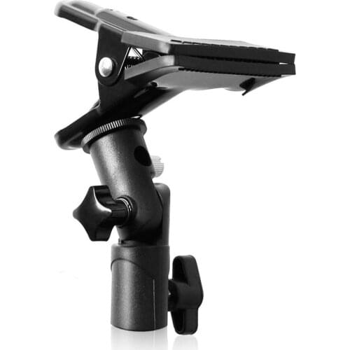 Clamp Clip Holder Light Stand Mount Bracket with Umbrella Reflector Holder 1/4, 3/8 Inch Female Screw Adapter Photography Studio