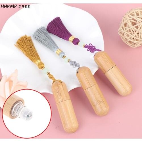 1 Pcs 2ml New Bamboo Wood Bottle Perfume Empty Oil Bottle Stainless Roll On Ball Perfume Aromatherapy Bottle Oil Roller Bottle