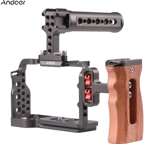 Andoer Camera Cage + Top Handle Grip Set Metal Camera Cage Multifunctional Top Handle Grip Replacement for Sony A7C