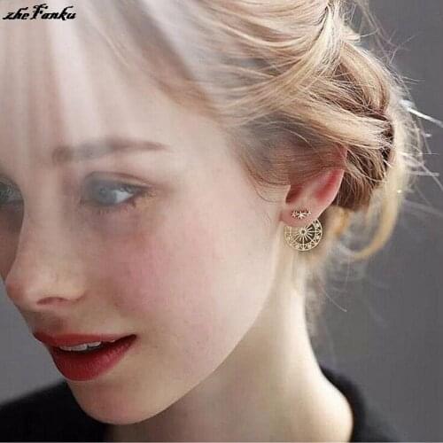 Korean Earings Fashion Jewelry Hollow Star Ferris Wheel Magic Rhinestone Earrings Punk Stud Earrings For Women Wholesale