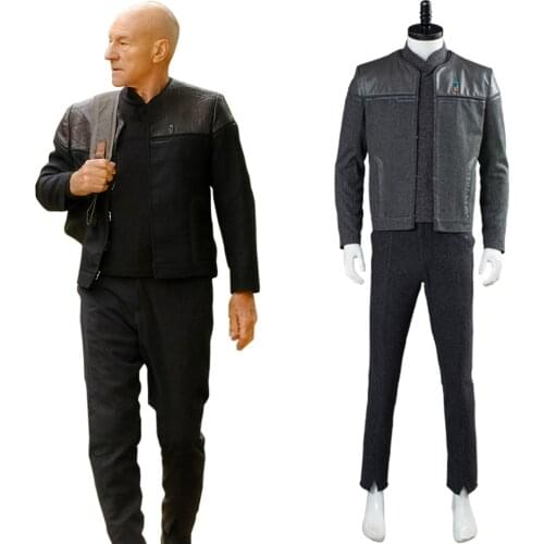 Star Cosplay Trek Jean-Luc Picard Costume Uniform Jacket Coat+Pant Outfit Halloween Carnival Party Fancy Suit