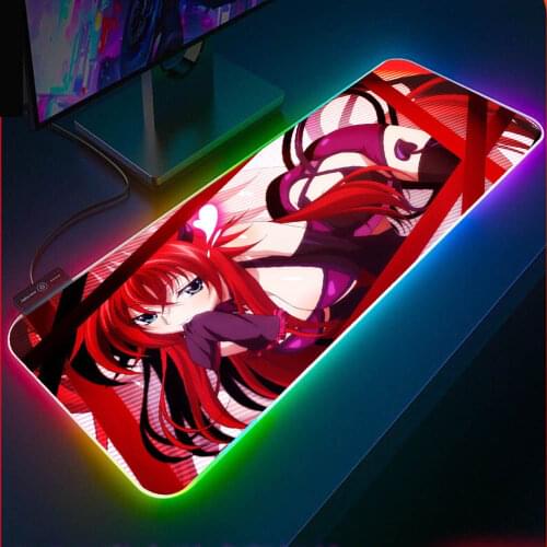 Anime High School DXD Mouse Pad RGB Anime Keyboard LED Carpet Gloway Mesa with USB Backlight Game Room Accessories Pad PC XXL