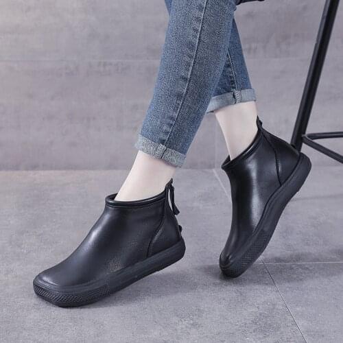 Leather Lace-up Martin Boots Womens Autumn and Winter New Style Soft Bottom Soft Leather Casual Flat Cowhide Ankle Boots