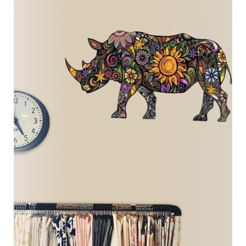 Creative Colorful Animal Rhinoceros Wall Sticker Mural Art Decorative Vinyl Bedroom Living Room Home Decor