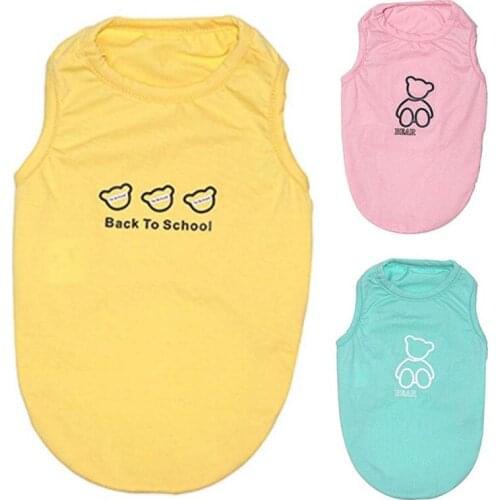 Cute Printed Dog Shirt Cotton Casual Pet Vest Comfortable Dog Costume Puppy T-Shirt Breathable Dog Clothes