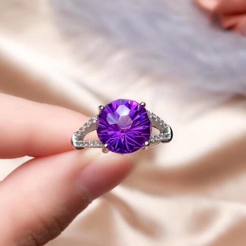 Fashion Tree branches 10*10mm Natural amethyst Ring Natural gemstone ring S925 sterling silver women party girl gift Jewelry