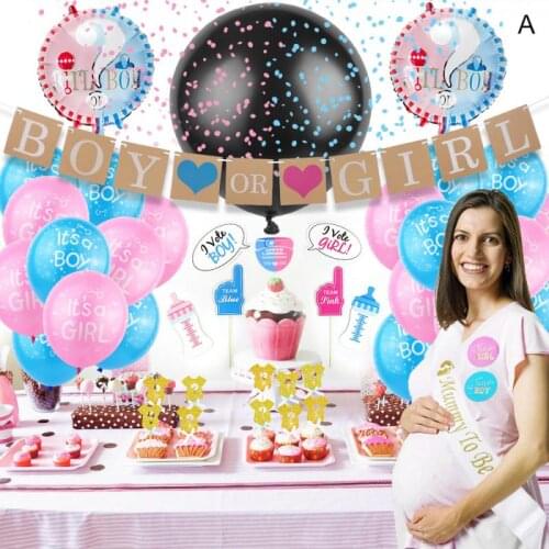Gender Reveal Party Supplies Decorations Kit With 36'' Gender Reveal Balloon Photo Props Banner For Baby Gender Reveal Party