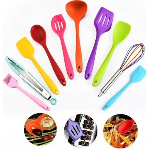 10pcs Heat Resistance Silicone Cookware Set Nonstick Cooking Tools Kitchen Baking Tool Kit Utensils Kitchen Accessories