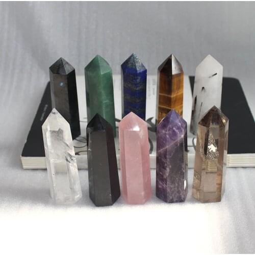 1PC Natural Stones Crystal Point 10 Color Tower Amethyst Rose Quartz Healing Stone Energy Ore Mineral Obelisk Home Ornaments