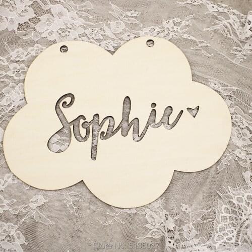 Custom name-kids gift-baby gift-lasercut-plaque--Personalised Wooden Bamboo Door-Personalized-Wall hanging Cloud-heart-wall art