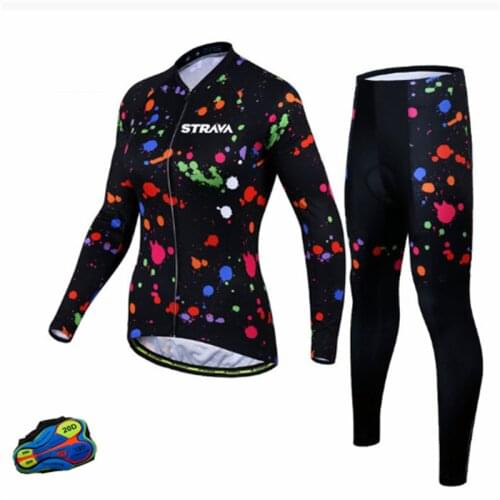 2021 New STRAVA OEM Soft Breathable Bicycle Wear, Womens Professional Printing Bike Clothing Cycling Long Sleeve Jersey Suit