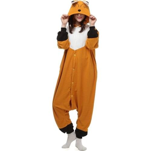 Wholesale Cartoon Animal Adult Fox Costumes Onesies Onesie Pajamas Jumpsuit Hoodies Adults Sleepwear for Halloween