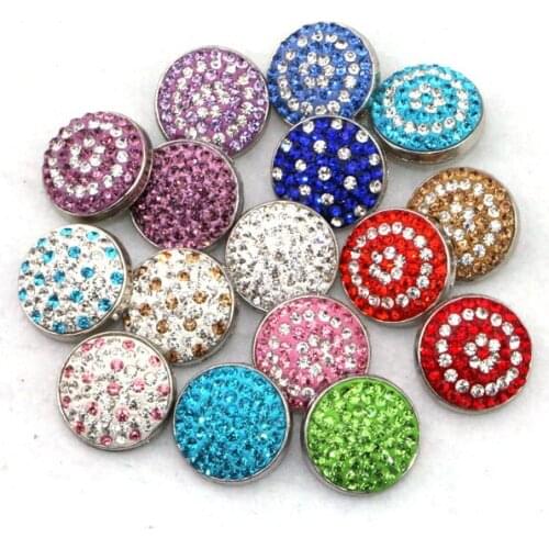 Factory wholesale 50pcs/lot Mix 16colors High Quality 20mm Metal Snap Button Charm Rhinestone Button Diy Snaps Jewelry