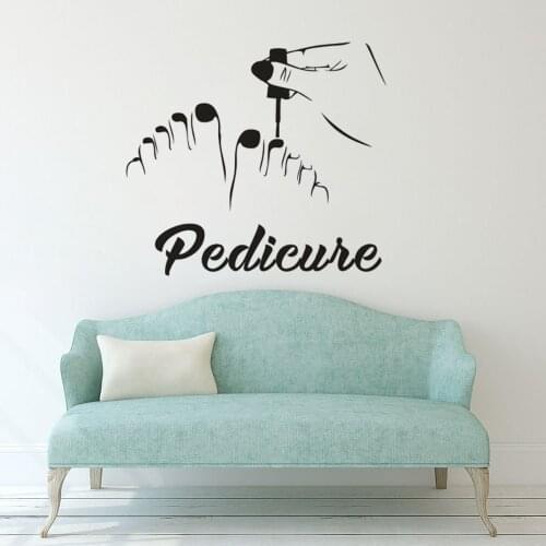 Pedicure Nail Art Design Wall Sticker Manicure Nail Salon Vinyl Decals Pedicure Nails Make Up Wall Window Poster Décor AZ838