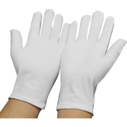 Men Women Pure Cotton Work Gloves Anti-sweat Etiquette White Cotton Gloves High Elastic Unisex Gloves Hands Protector