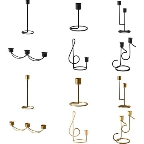 Nordic Style Wrought Iron Geometric Candle Holder Candlestick Candelabrum Rack Desktop Wedding Home Decoration