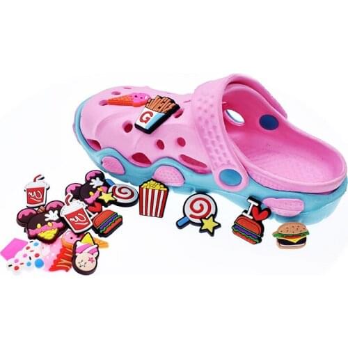 10pcs Croc Shoe Charms Cute Food Style Cabochon PVC Shoe Accessories Garden Shoe Decoration