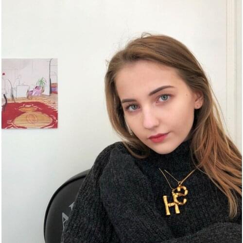 Rongho New Hiphop Metal Letter Chokers necklaces for women Punk Colliers Vintage Gothic pendant necklace femme Collars