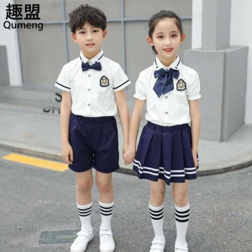 School girl uniform elementary school uniforms summer short-sleeved college style suit children British style estudiantes