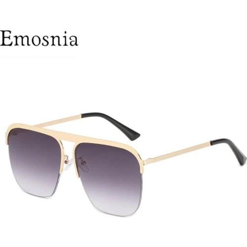 2021 New Oversized Square Sunglasses Women Men Semi-Rimless Luxury Brand Designer Vintage Fashion Big Frame Sun Glasses UV400