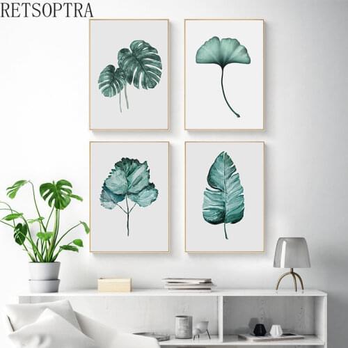 Modern Style Natural Green ginkgo leaf Plants Canvas Paintings Nordic Wall Art Prints Poster Pictures Gift Home Hotel wall Decor