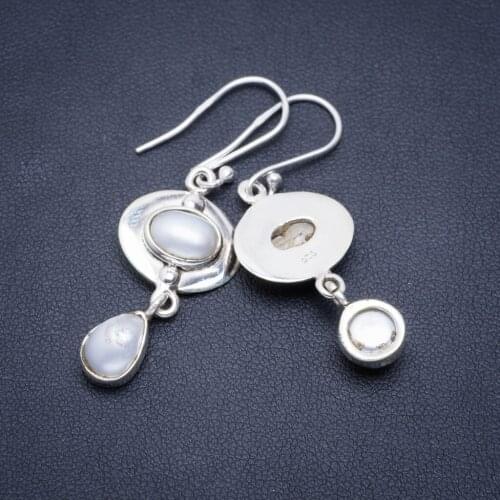 Natural River Pearl Handmade Unique 925 Sterling Silver Earrings 1.75" A2487