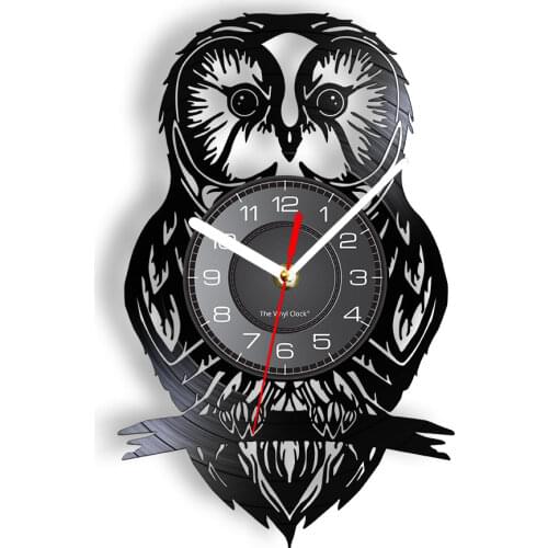 Owl Artwork Vinyl Record Wall Clock Owl Decor Bird Gift For Kids Animal Lovers Vintage Home Living Kids Room Nursery Wall Decor