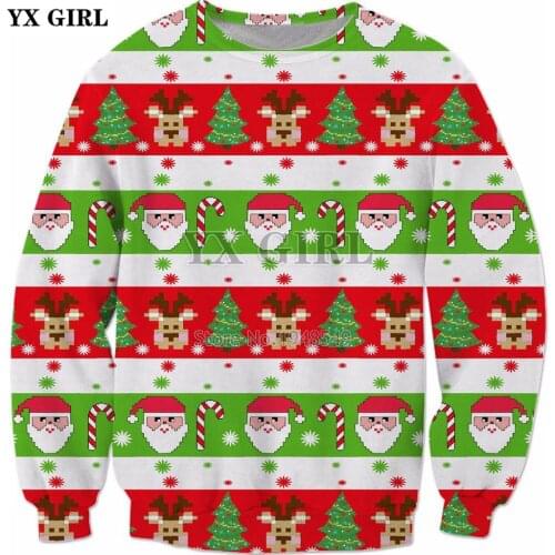 YX GIRL 2018 New Fashion Long sleeve Sweatshirt Christmas style creative design Print 3d Mens Womens Casual pullover