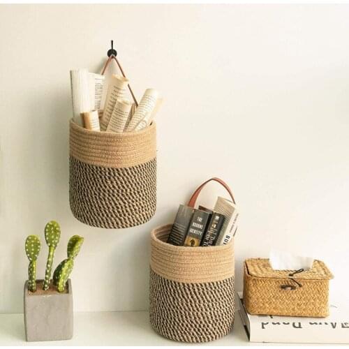Plant Chlorophytum Imitating Rattan Wall Hanging Flower Pot Woven Basket Handmade Kitchen Bedroom Storage Basket Home Decore