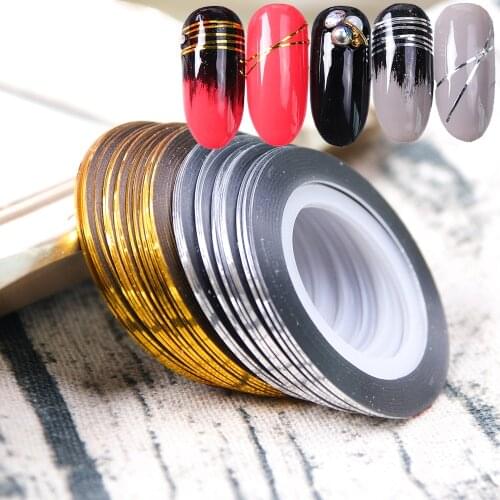 0.5mm Gold Sliver Glitter Striping Tape Line Nail Transfer Sticker 3D Superfine Adhesive Nail Art Decorations Manicure JI1009