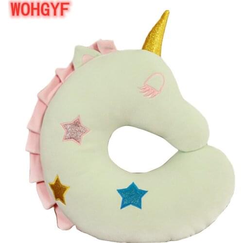 1pc Kawaii Unicorn Neck Pillow U Shaped Pillow Unicorn Plush Pillow Sofa Cushion Birthday Valentine Gifts Toys for Kids Girls