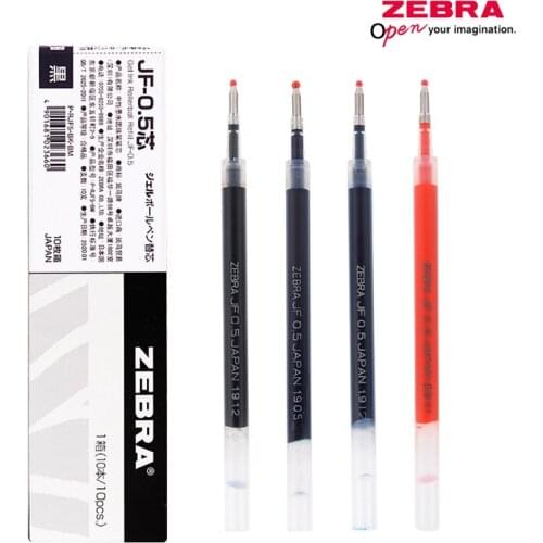 10pcs Japan Zebra JF-0.5 Gel Pen Refill Suitable for JJ15 JJZ49 JJ31 JJ55 Black/Red/Blue/Blueblack Color